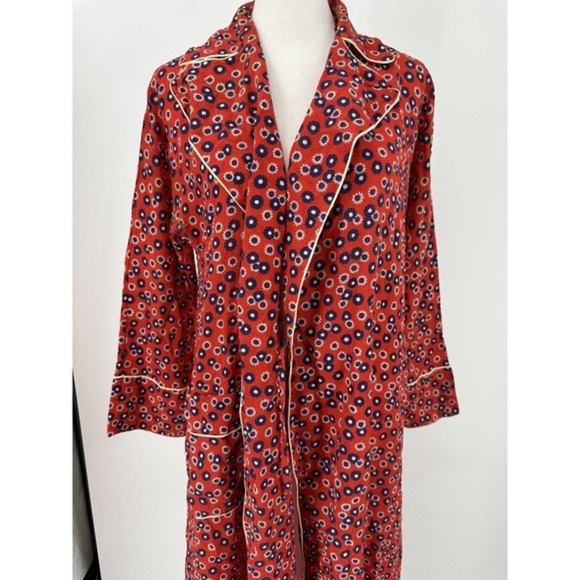 Montenapoleone Women's Red Floral Belted Robe Size 2 Made in Italy 70s? - Picture 2 of 15